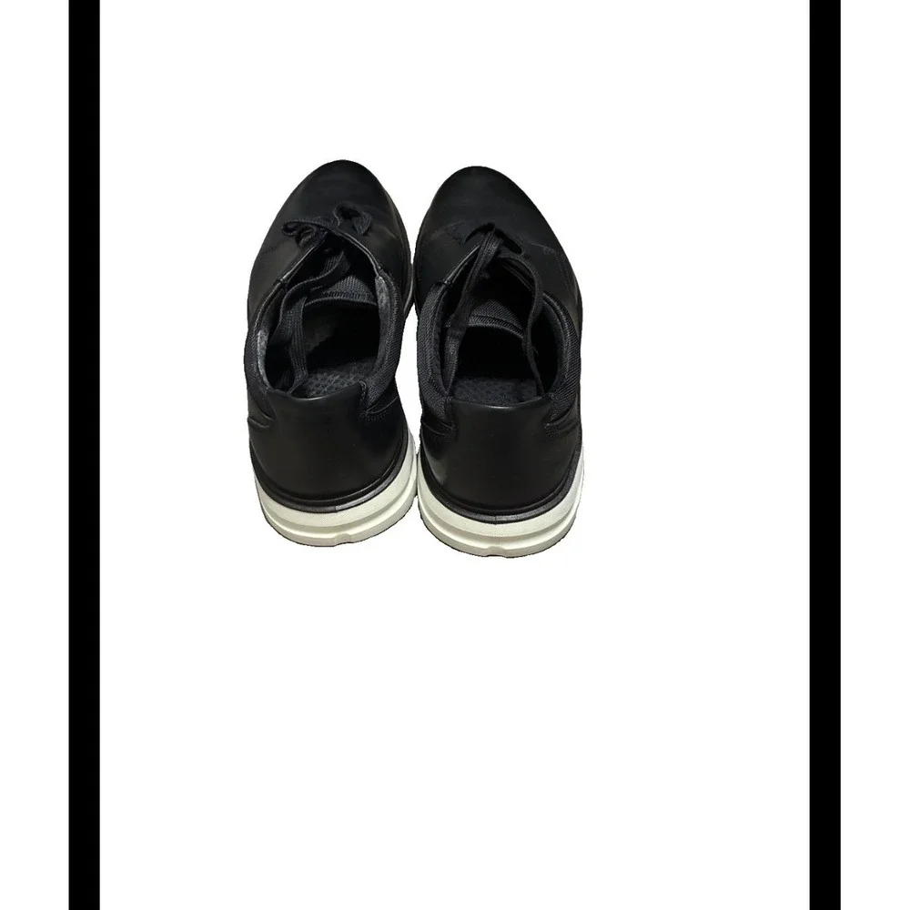 Lands End Sport Oxford Mens Black White Leather Sneakers Shoes 9.5 1908426